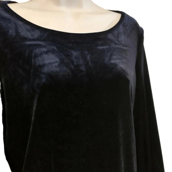 Adrianna Papell Velvet Long Sleeve Keyhole Bow Detail Back Dark Navy Blue Size S - Picture 5 of 7